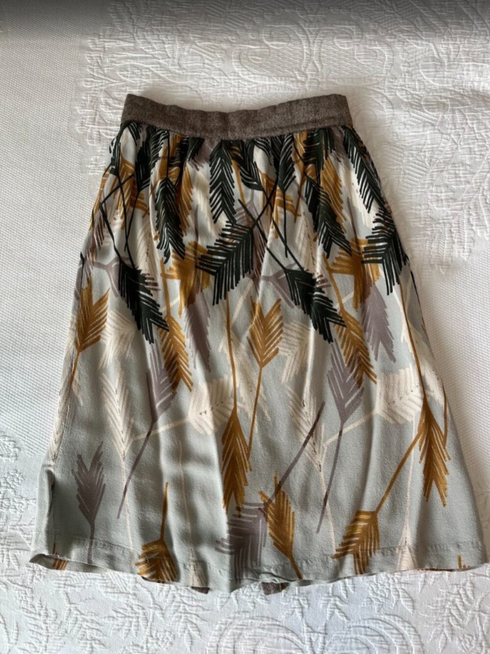 Anthropologie Edme and Esyllte Skirt Sz 4 Wool Trim Buttons Front - Picture 2 of 7